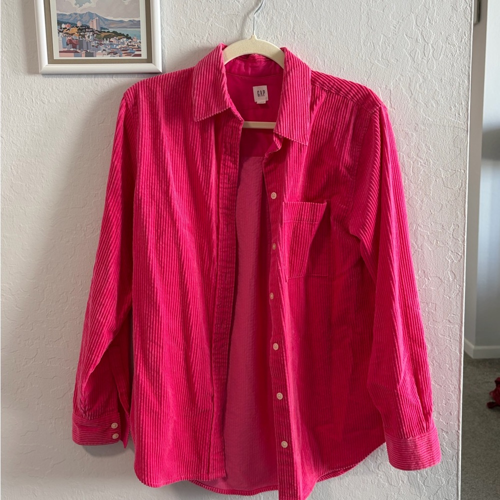 GAP Barbie Pink Corduroy Button Up Shirt Jacket